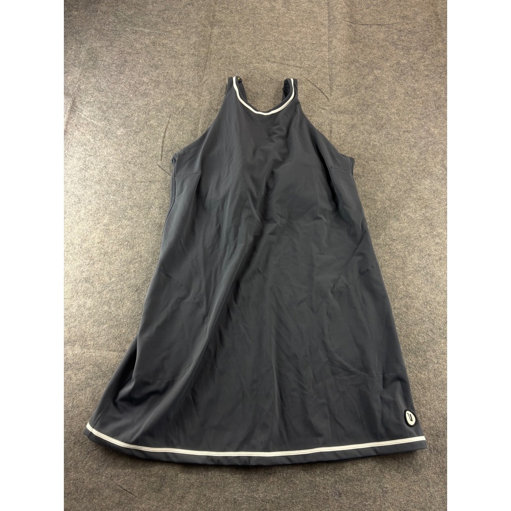 Vuori Womens Performance Mini Dress XL Charcoal Gray White Pickleball Tennis
